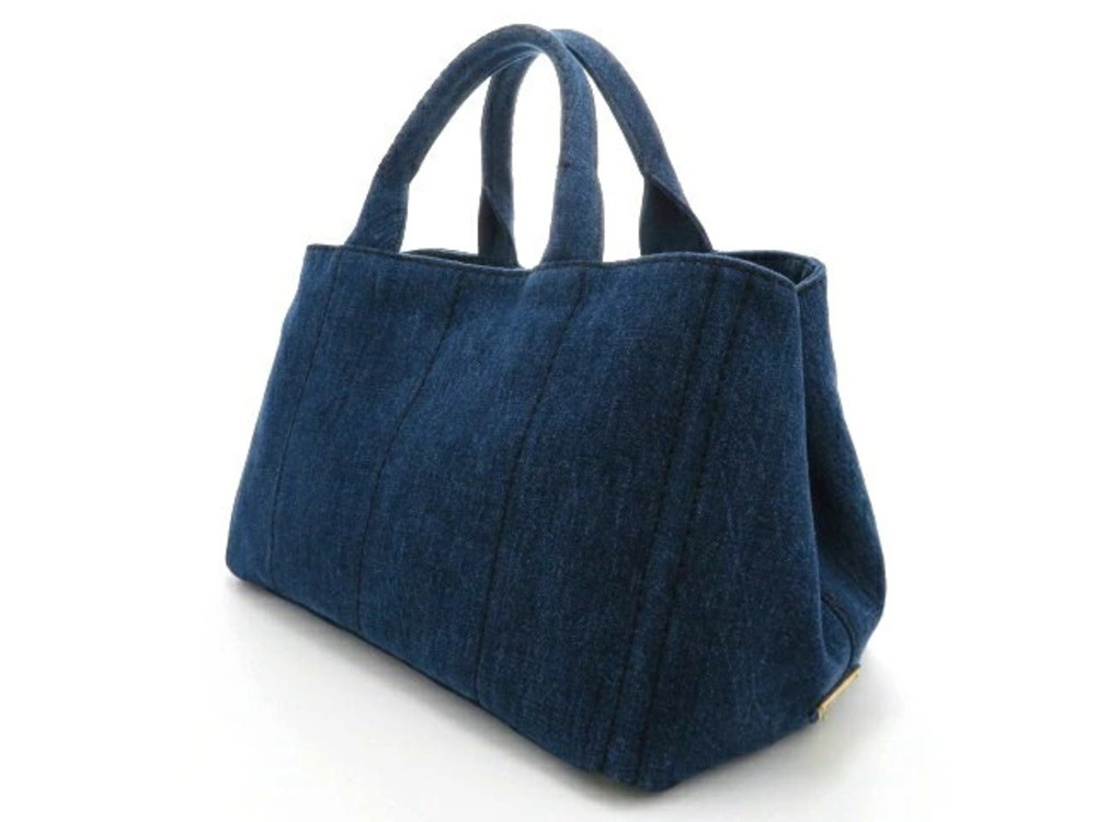 Prada Blue Handbag Denim Canapa Blue